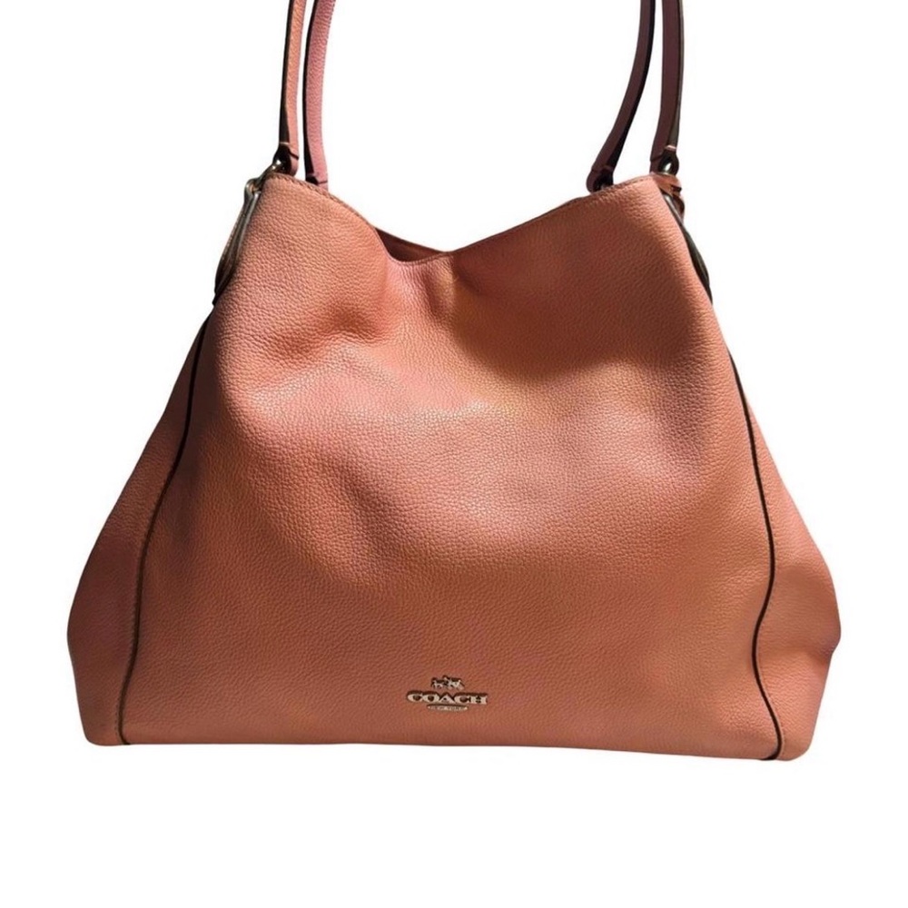 Coach Pebbled Leather Shoulder Tote - pink